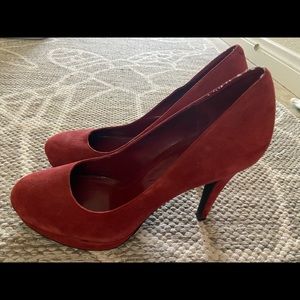 BCBG red leather suede pump heels